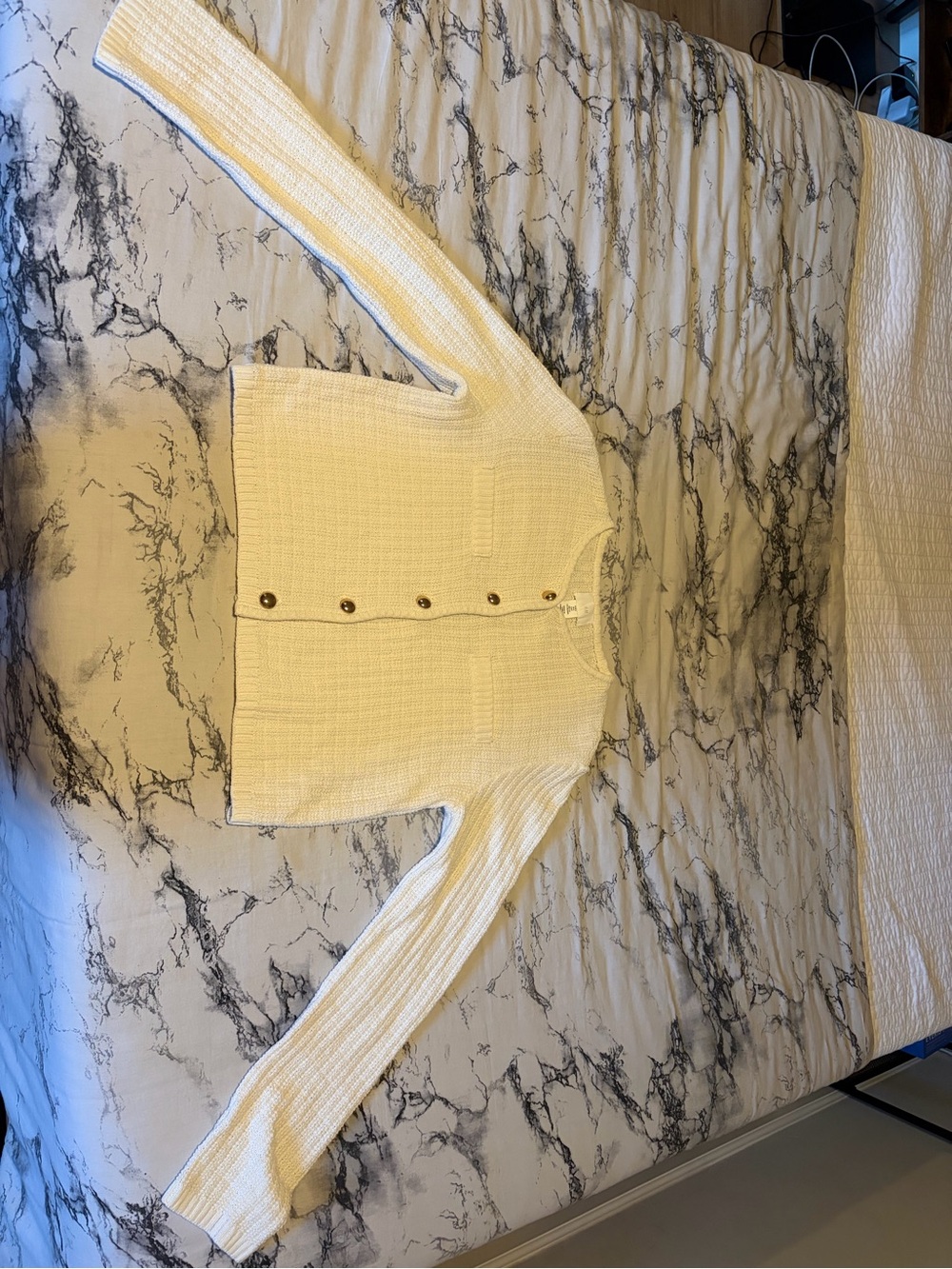H&M Cream Button-Front Knit Cardigan